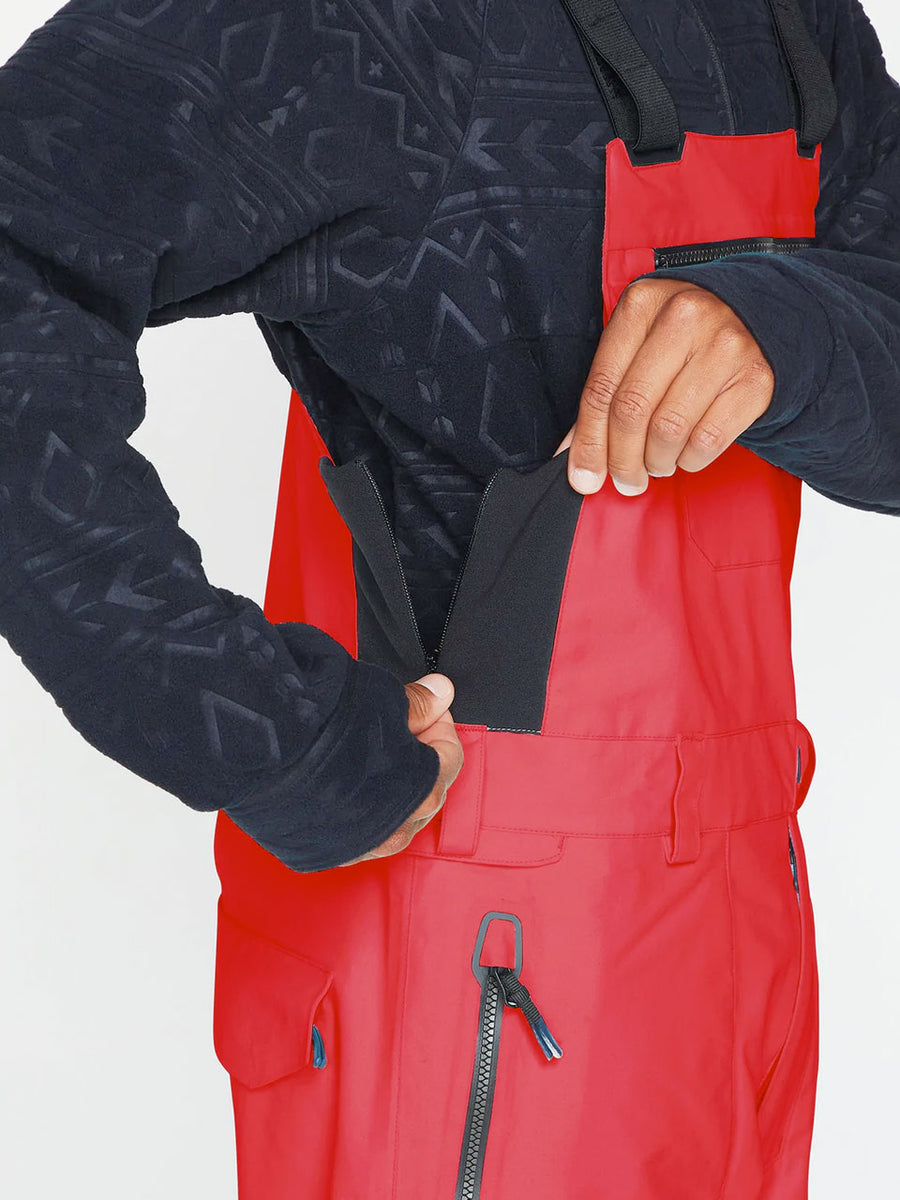 VOLCOM RAIN GORE TEX BIB OVERALL SNOWBOARD PANT - RED - 2023