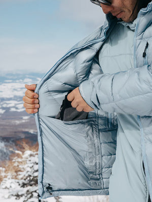 
                  
                    Load image into Gallery viewer, BURTON AK BAKER HOODED DOWN SNOWBOARD JACKET - DUSTY BLUE - 2025 SNOWBOARD JACKETS
                  
                