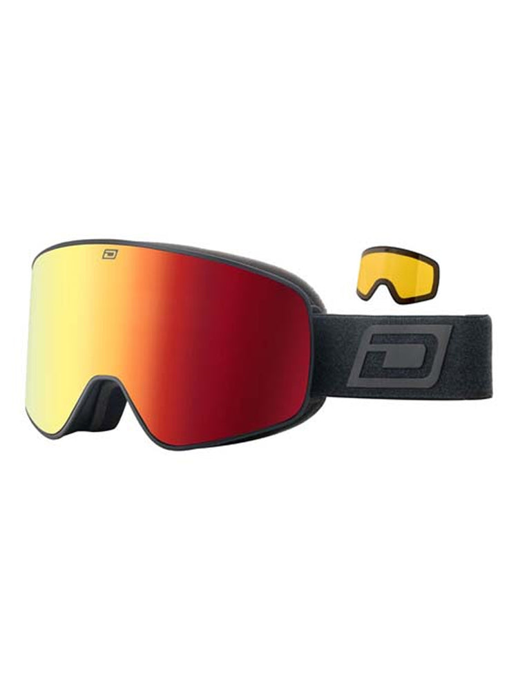 DIRTY DOG MUTANT LEGACY SNOWBOARD GOGGLES - MATTE BLACK RED FUSION MIRROR MATTE BLACK RED FUSION MIRROR & YELLOW GOGGLES