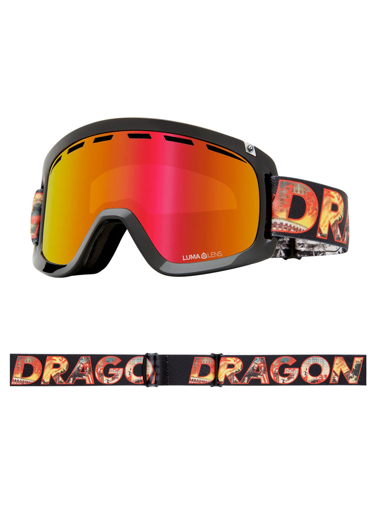 DRAGON D1 OTG SNOWBOARD GOGGLES - KLASH RED IONIZED + ROSE LENS - 2025 KLASH RED IONIZED + ROSE GOGGLES