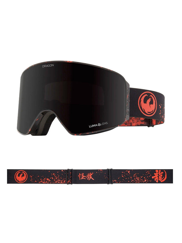 DRAGON NFX MAG OTG SNOWBOARD GOGGLES - KAIJU MIDNIGHT + LIGHT ROSE LENS - 2025 KAIJU MIDNIGHT + LIGHT ROSE GOGGLES