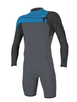 
                  
                    Load image into Gallery viewer, O&amp;#39;Neill Hammer 2MM Chest Zip Long Sleeved Shorty Wetsuit - Graphite Black Ocean - 2024 Mens shorty wetsuits
                  
                