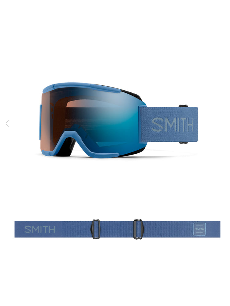 SMITH SQUAD SNOWBOARD GOGGLE - TRUE BLUE - BLUE MIRROR - 2025 TRUE BLUE PHOTOCHROMATIC BLUE MIRROR GOGGLES