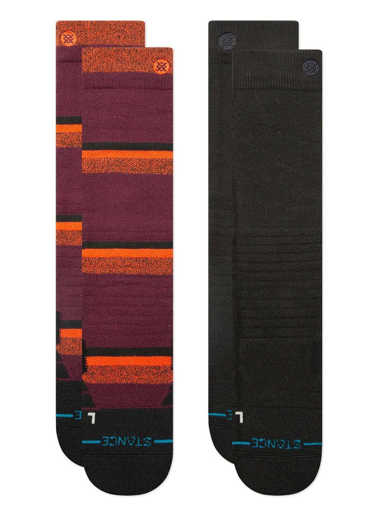 STANCE NIGHTRIDE MID POLY SNOWBOARD SOCKS - 2 PACK - BLACK BLACK SOCKS